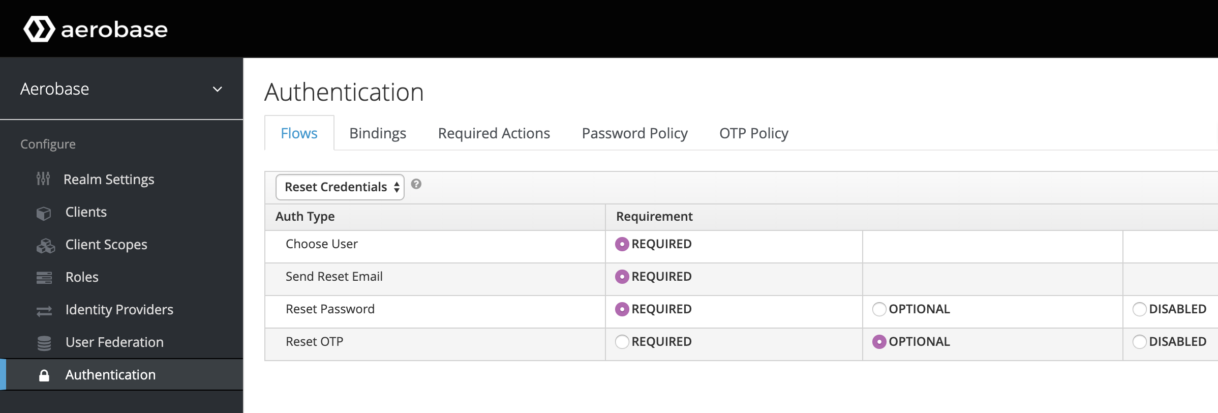 reset credentials flow